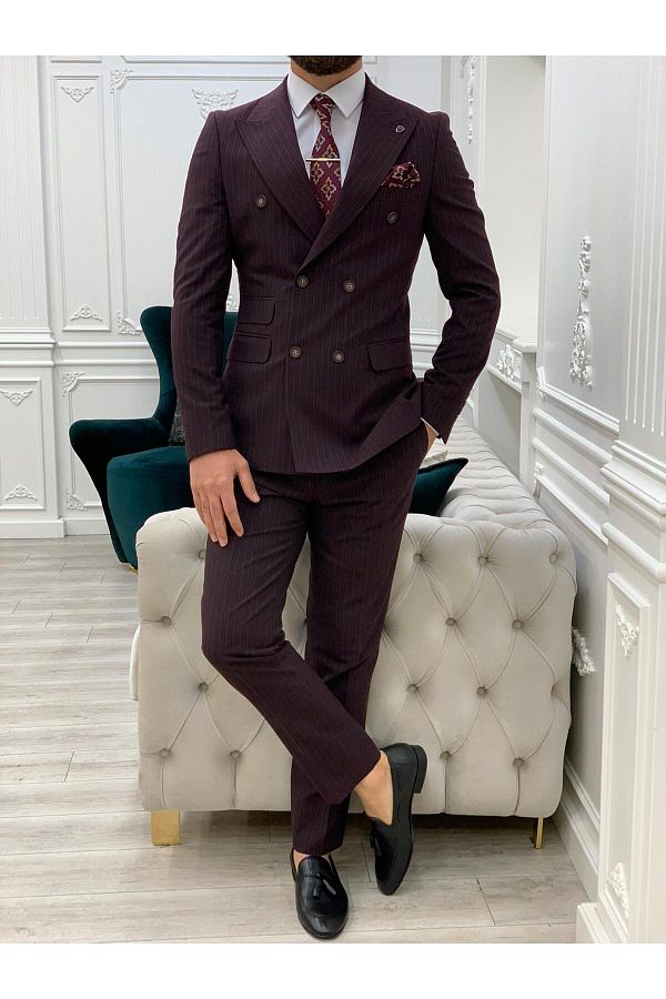 Mens double breasted suit slim fit store