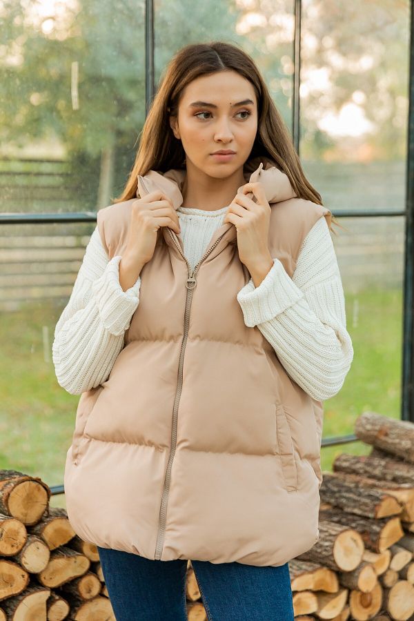 The Moda Women s Hooded Puffer Vest Trendyol