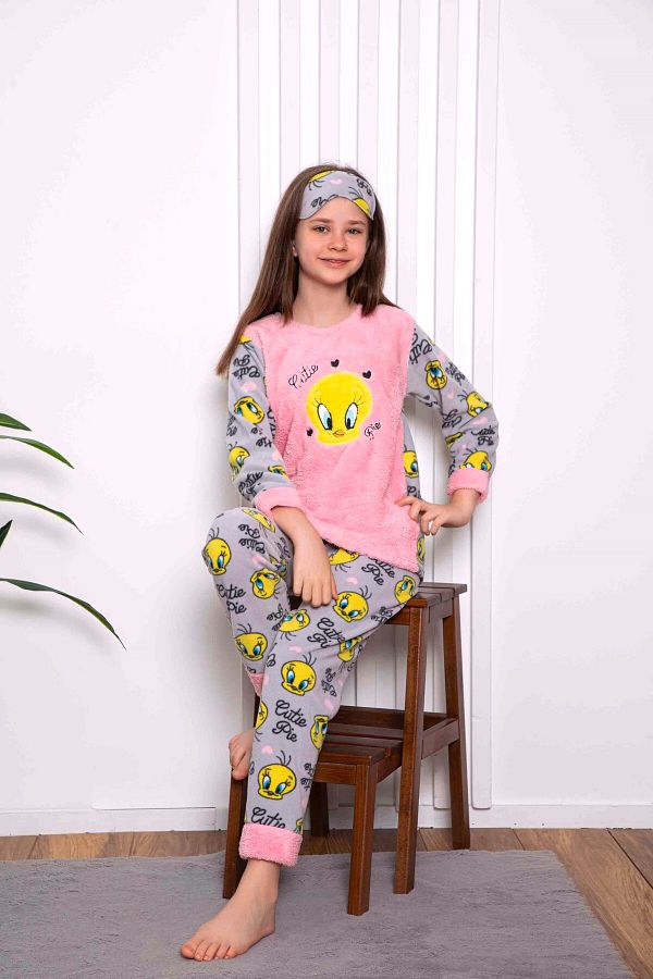 Tarık-Holka Dítě Chlapeček Tweety Winter Fleece Pyžamový set -2305 1
