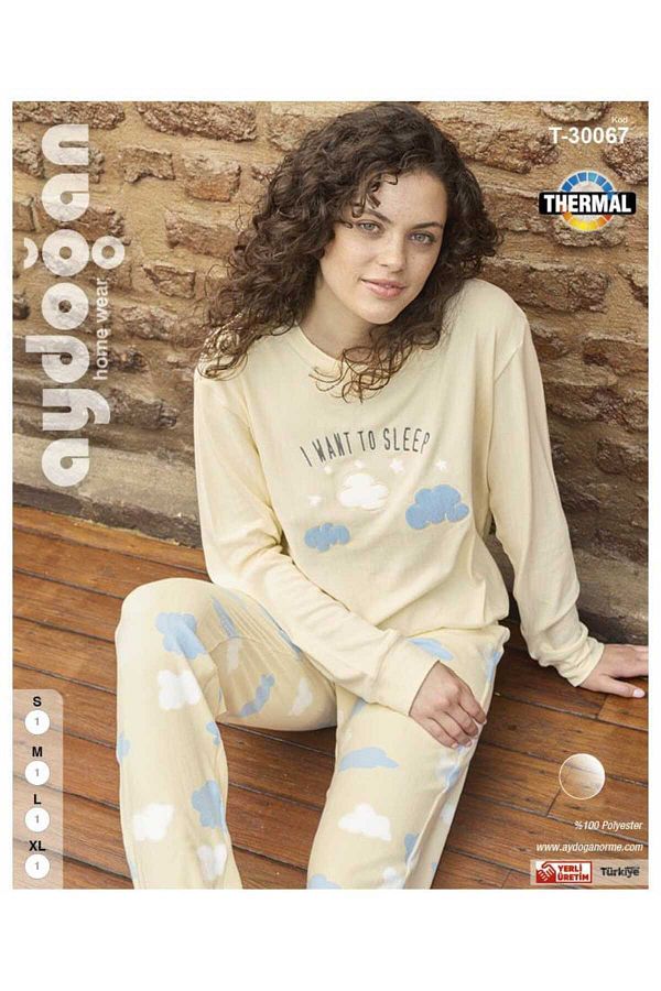 Aydo an Women s Thermal Cotton Long Sleeve Pajama Set Trendyol