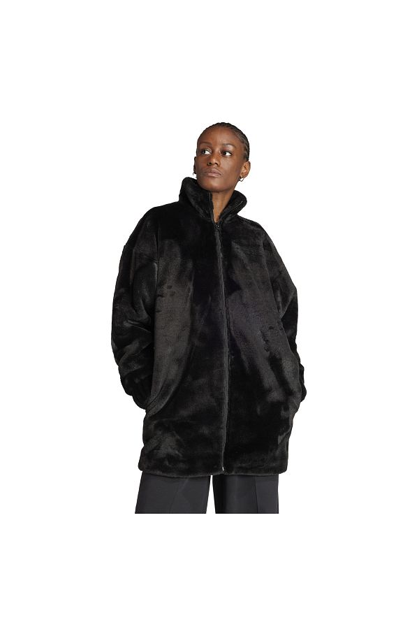 adidas IS5254 K adidas Faux Fur Jacket Women s Jacket Black Trendyol