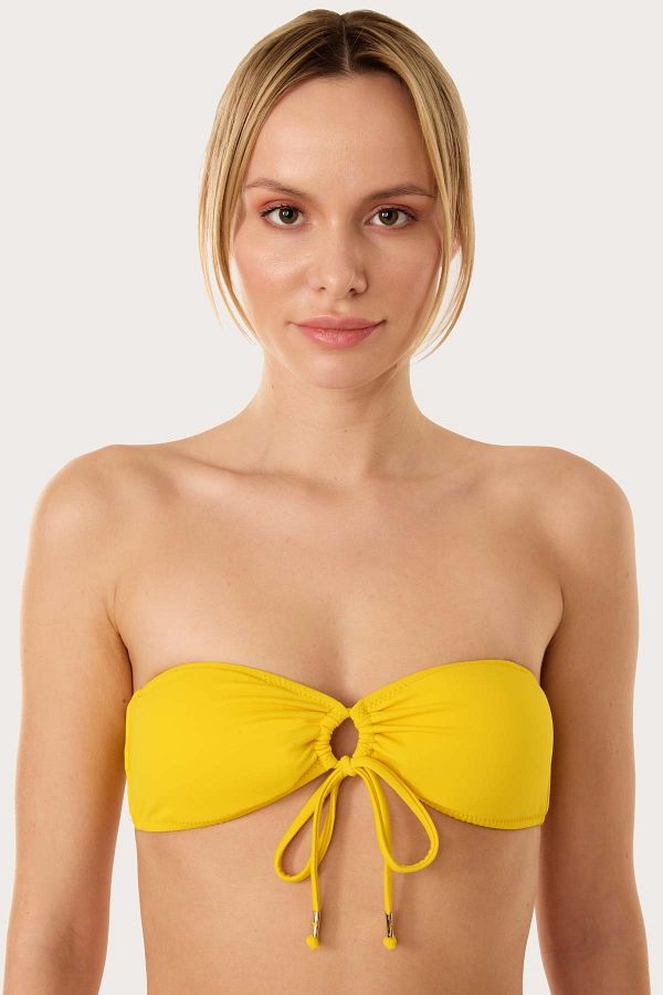 AYYILDIZ-63567 Yellow Strapless Bikini Top 1