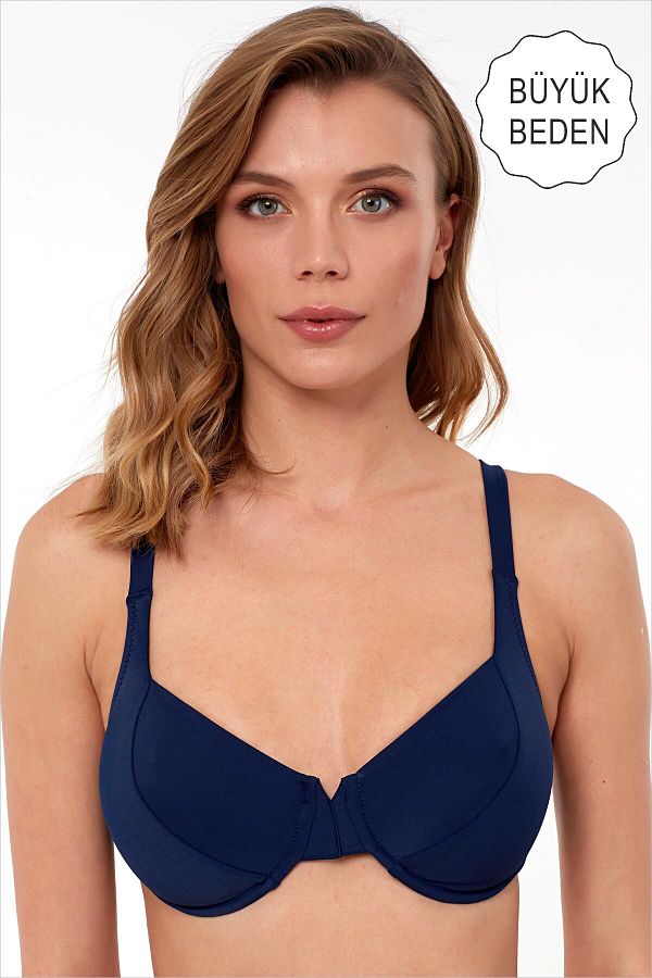 AYYILDIZ-63535 Navy Blue Smooth Bikini Top 1