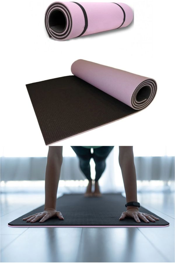 Housess 8.5 Mm Double Sided Lilac Black Pilates Mat Non-Marking