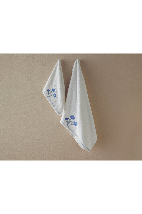 English Home-Set prosoape de față brodate din bumbac Creeper 50x80+30x45 cm Ecru 1