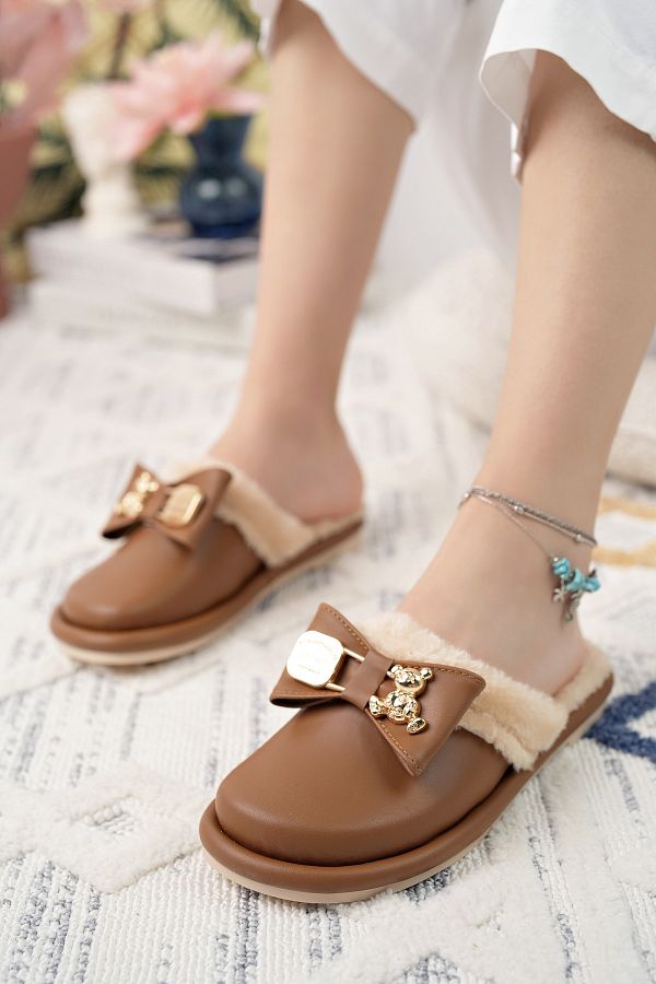 Leather look slippers online