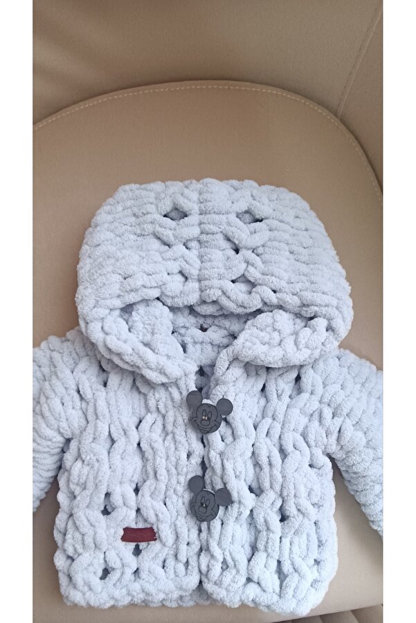 Moda Biçer Yumuşacık El Örgüsü %100 Organik Antialerjenik Bebek Hırkası