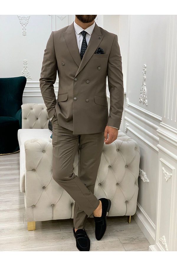 Slim double breasted suit discount