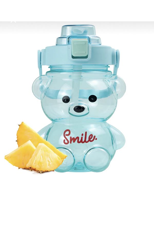 BLUE SİDE-Smile Teddy Bear Model Water Bottle Water Bottle 1000ml Bpa Free Water Bottle Ayi Sirin 1