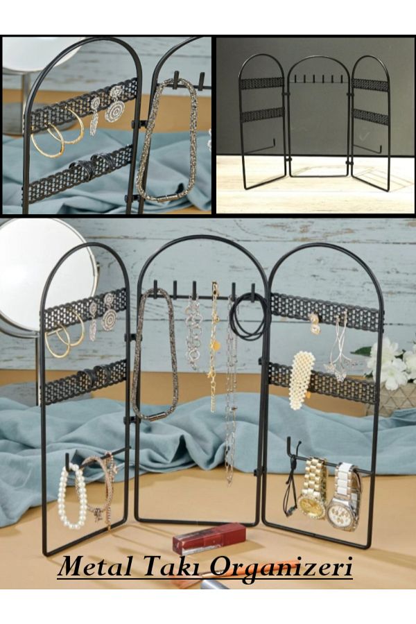Bayev-Metal Jewelry Organizer Earring Organizer Decorative Jewelry Stand 3 Pieces Necklace Ring Earring Rack 1