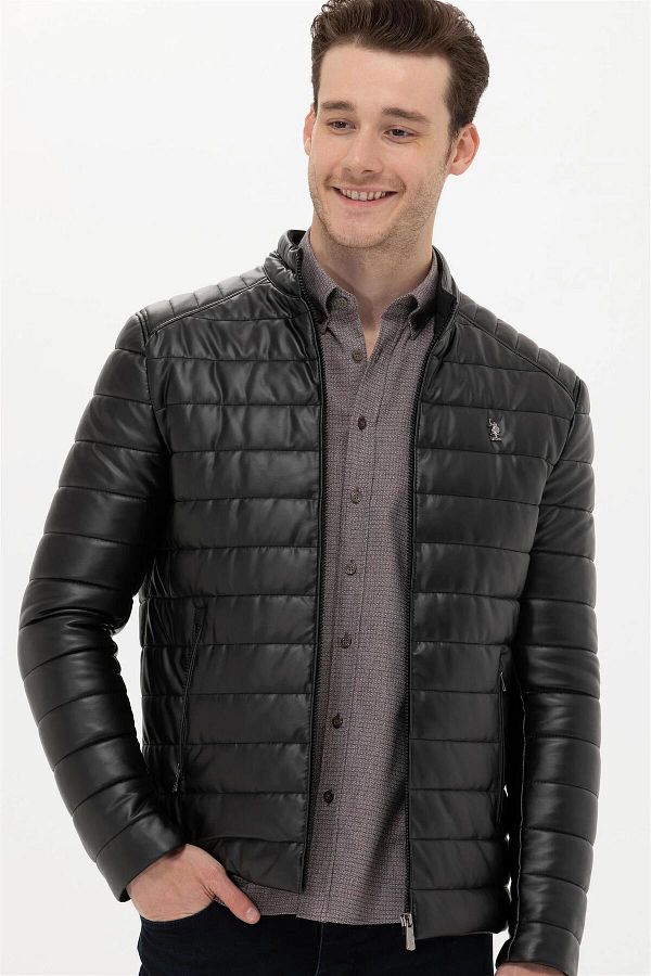 Us polo black leather jacket shop