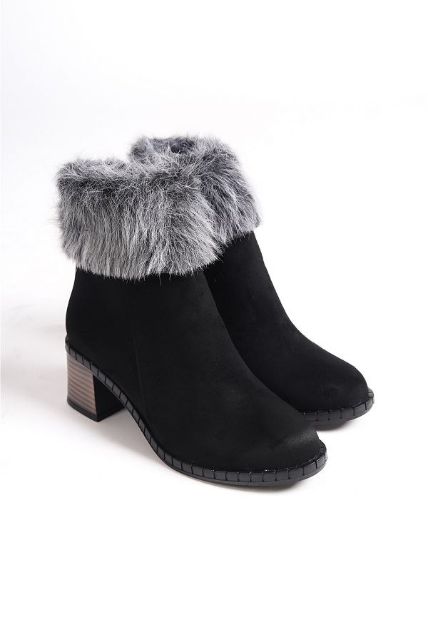 LAR NA Fur Detailed Platform Boots Bootie Trendyol