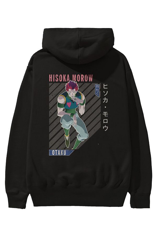 Ankhises Hisoka Morow 2 2 Anime Back Printed Black Oversize Hooded Sweatshirt Men Women