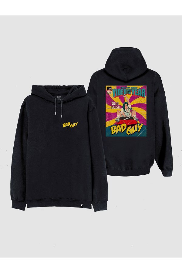 Darkia Bad Guy Billie Eilish Chest and Back Special Design Printed Unisex Hoodie Trendyol