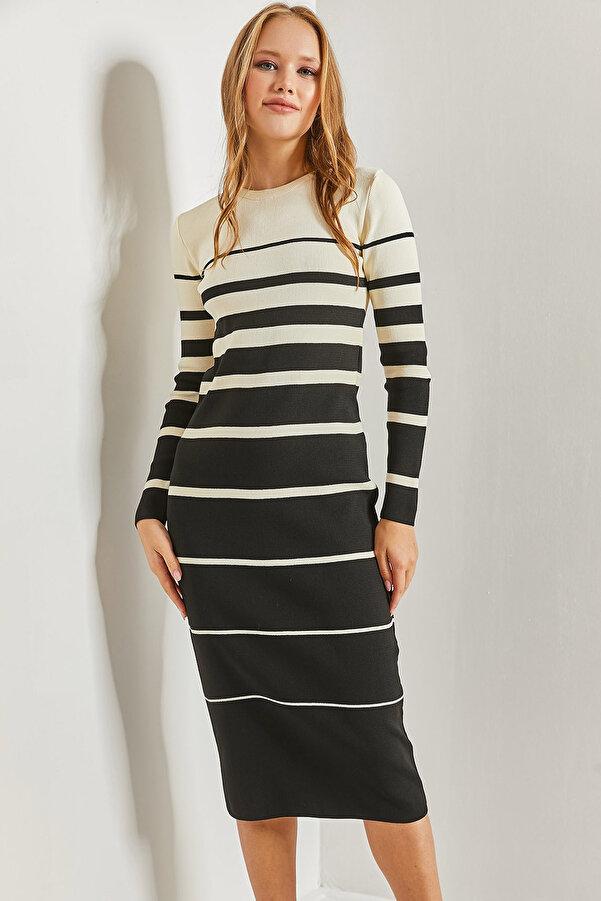 Gestreiftes Strickkleid Zara Midi Striped Knit Dress Gestreiftes  Strickkleid Zara New In Zara