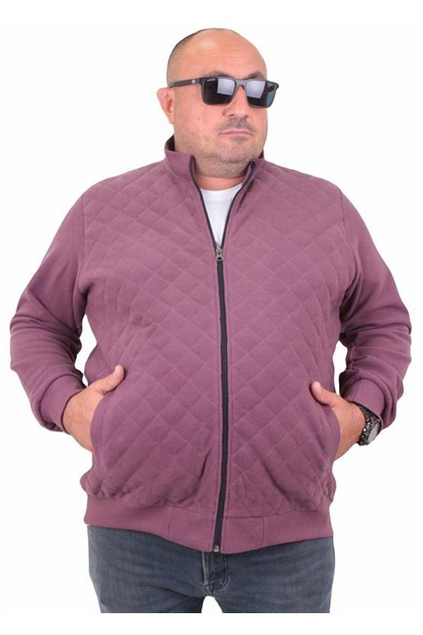 Starbattal-Large Size Zippered Cardigan Diamond 23281 Purple 1