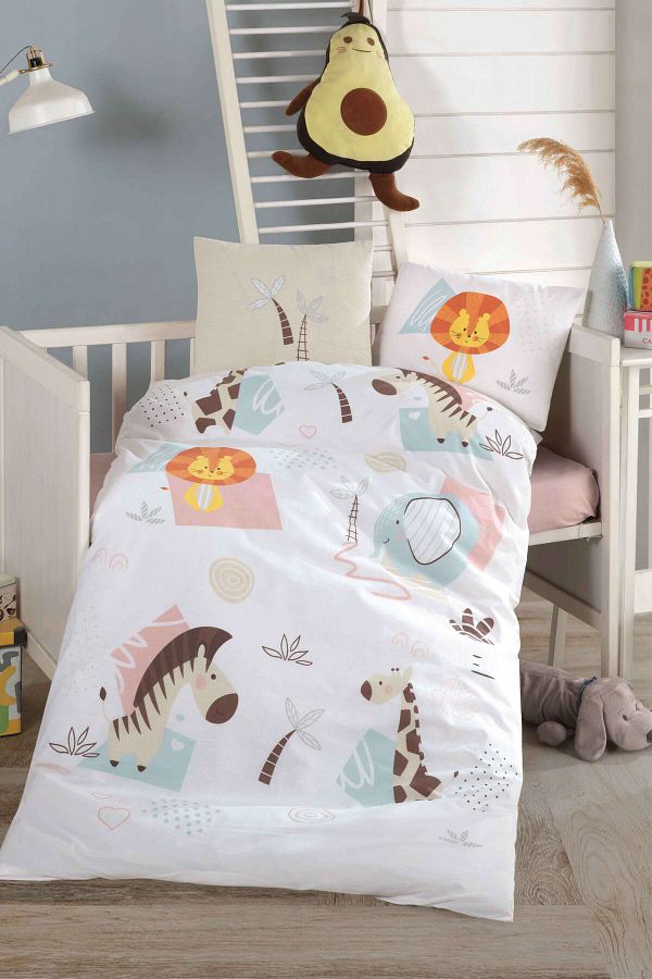 Clasy Ranforce 100 Cotton Baby Bedding Set Sweet Zoo Beige Trendyol