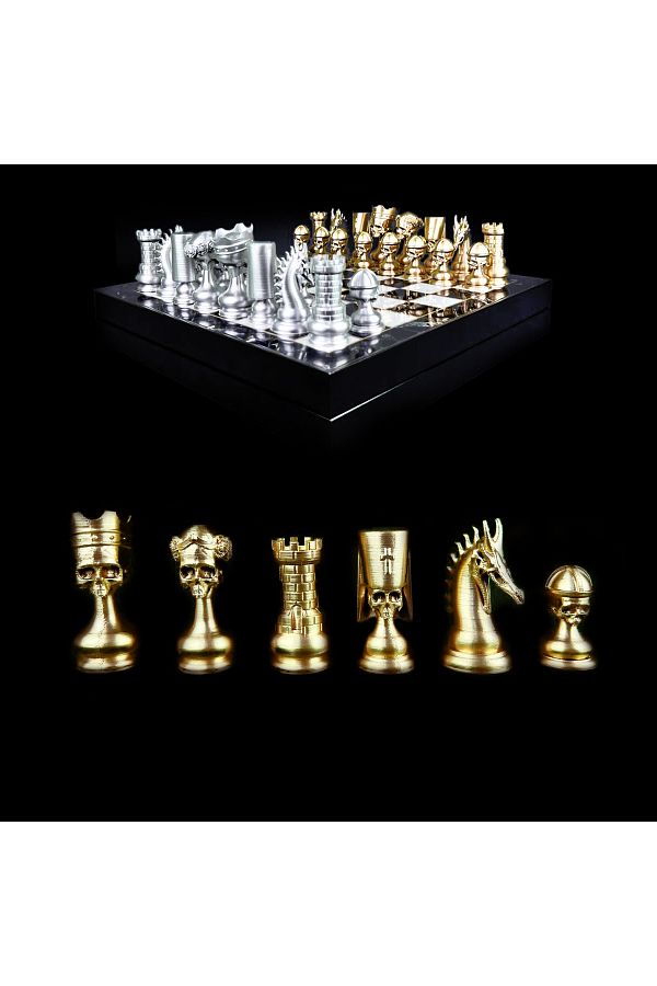 Fume Design-Skull Characters Chess Set - 36 X 36 Cm with Chessboard with Storage 1