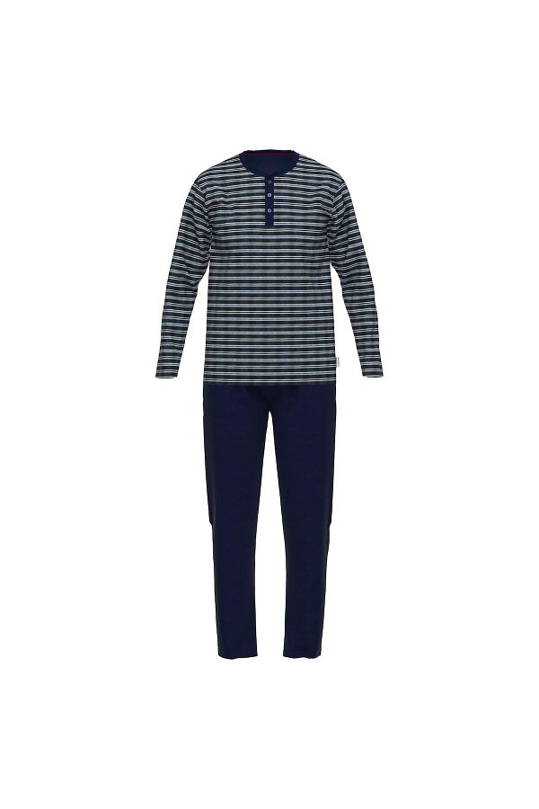 Ceceba-Herren Schlafanzug - Pyjama, Baumwollmischung, Rundhals, Lang 1