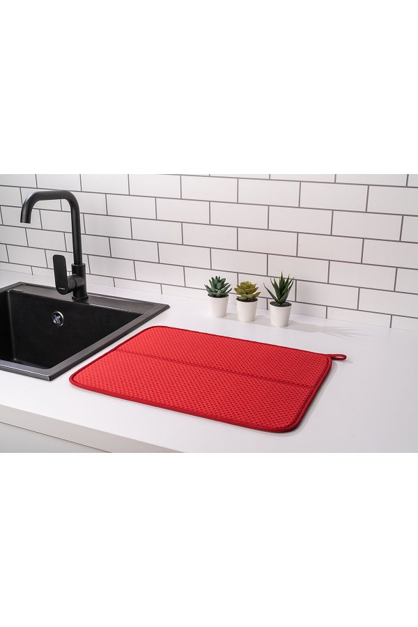 HOMELKA Mikrotex Dish Mat Super Absorbent Dish Drying Mat 45x36cm Foldable Dish Mat Claret Red Trendyol