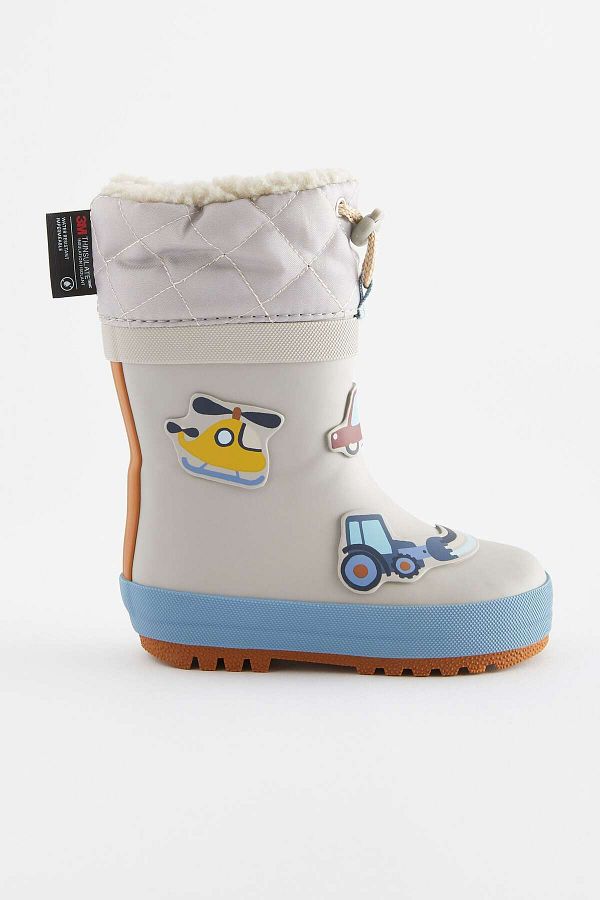 Next Baby Boy s Vehicle Embossed Thinsulate Warm Lined Stone Color Waterproof Rain Boots Boots Trendyol