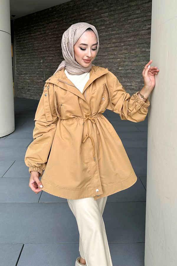 Oven Concept Theresa Short Trench Coat Camel Trendyol