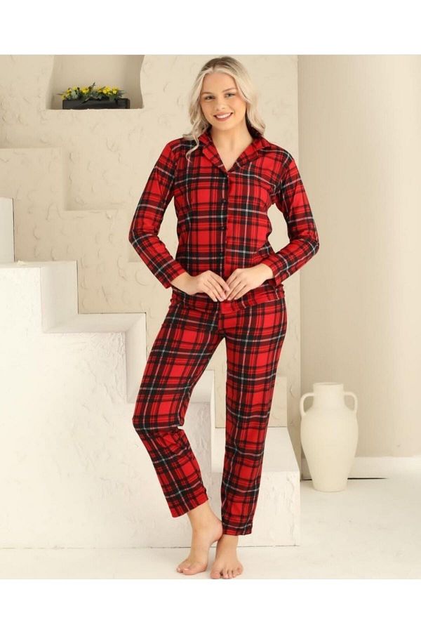 DAGİ Red Christmas Pants, Chequered, Slim Fit, Long Leg, Sleepwear