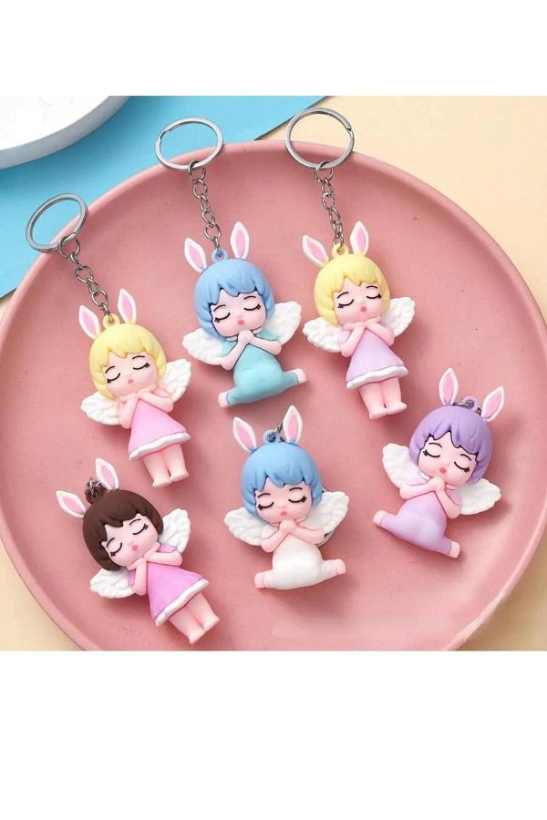 Yeni1Trend-Angel Baby Girl Cartoon Cute Figure 3d Silicone Keychain Bag And Wallet Ornament Accessory 1 Piece 1