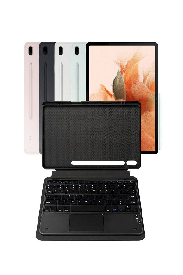 Fuchsia-حافظة الكمبيوتر اللوحي Savvy Keyboard Tab S7 FE LTE مع حامل ولوحة مفاتيح مع اتصال بلوتوث 1