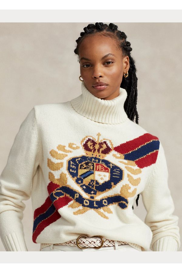 Ralph Lauren Intarsia Crest Wool Turtleneck Trendyol