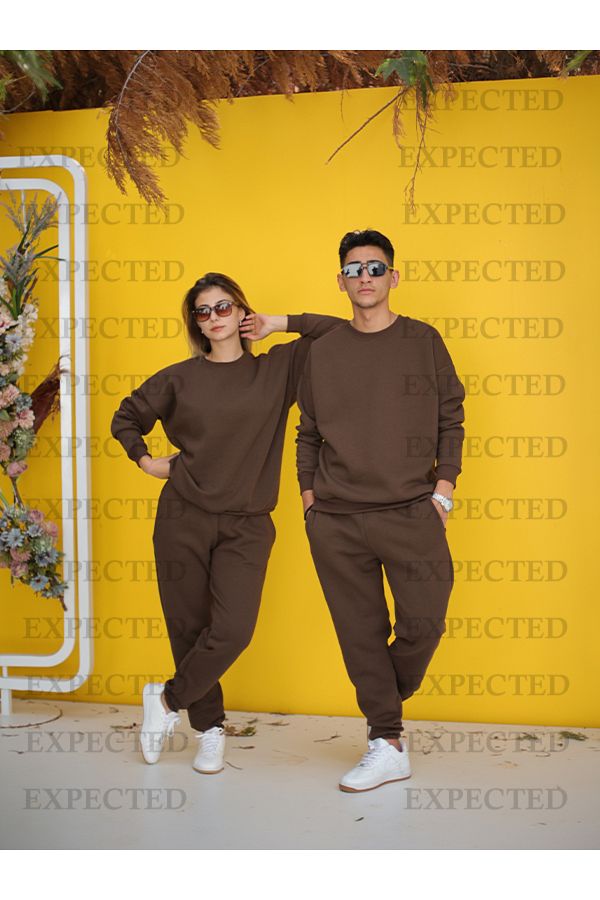 EXPECTED Dear Couple Combination Oversize Ribbed Tracksuit Set 2 Sets Trendyol