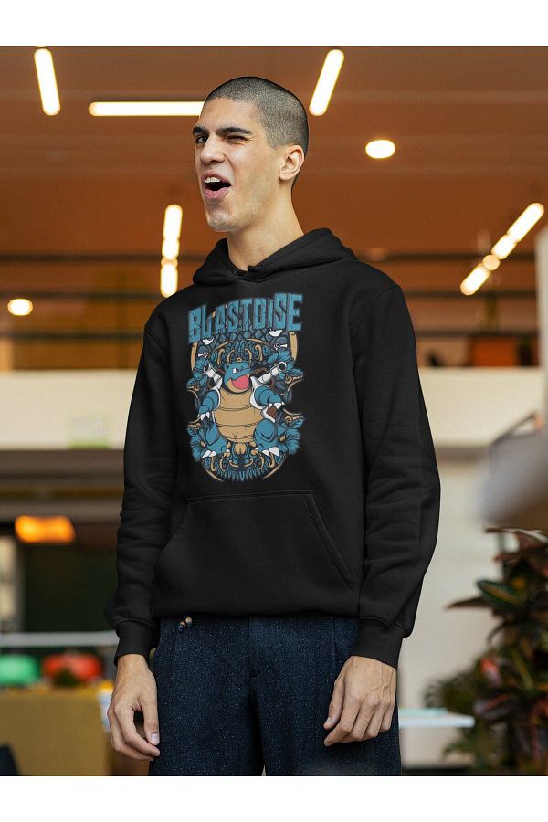Fuddy Moda Blastoise Pokemon Printed Hooded Sweatshirt Unisex Oversize Pokemon Printed Hoodie Trendyol