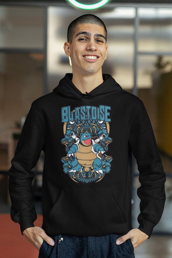 Fuddy Moda Blastoise Pokemon Printed Hooded Sweatshirt Unisex Oversize Pokemon Printed Hoodie Trendyol