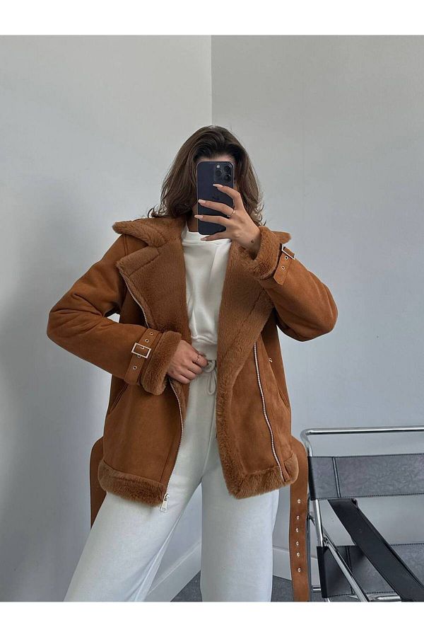 Fur lined biker jacket cheap
