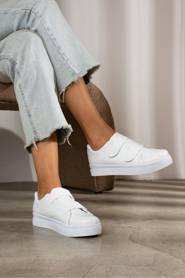 SNDUS Women s White Velcro Sneakers Trendyol