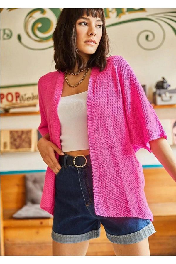 ALTINER Women s Bat Summer Thin Loose Cardigan Fuchsia Trendyol