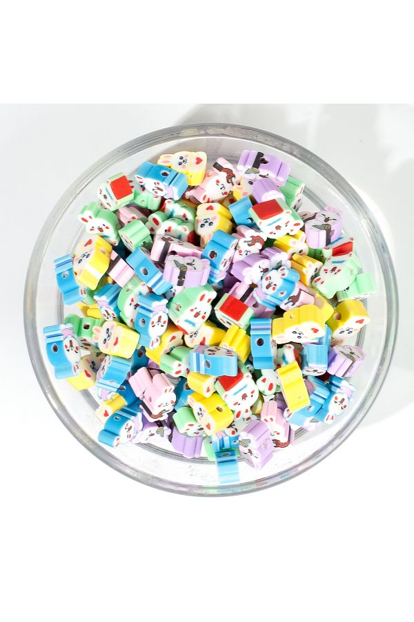 yfhobi-10 PCS - POLYMER FIMO BEADS, MIXED COLOR RABBIT PATTERN POLYMER CLAY BEADS. 1. QUALITY 1