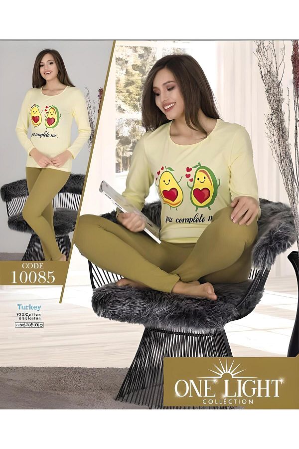 ONELİGHT-Avocado Pajama Set Women's Long Sleeve 1