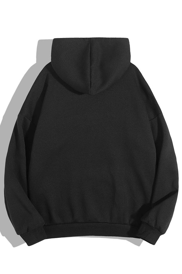 Favorim50ton Tarantula Printed Black Hoodie Thick Fabric Unisex Trendyol