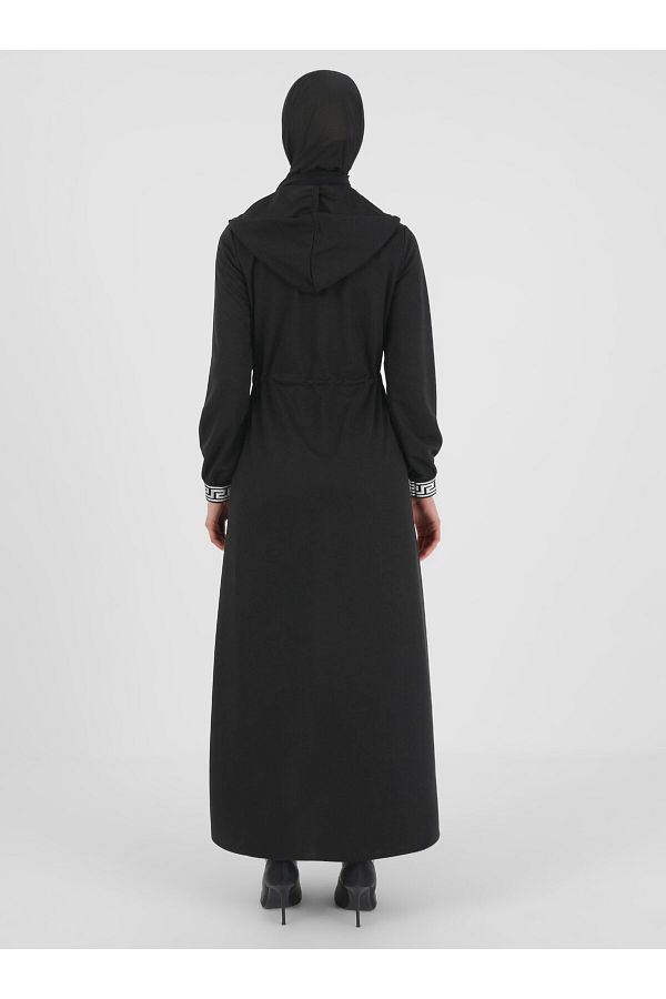 Miss Cazibe Ferace with Arm Detail and Neck Zipper Black Miss Charm Trendyol
