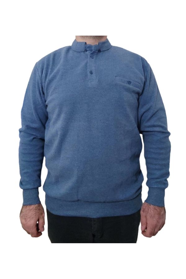 Ünal Giyim-LARGE SIZE BATTAL POLO COLLAR POCKET SELANIC Pullover 1