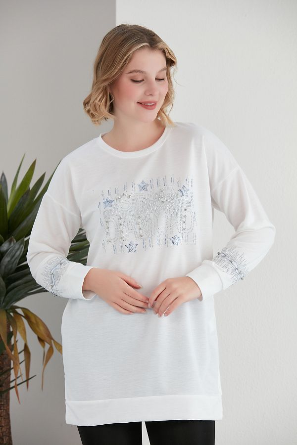 Womens white tunic sweatshirt sale
