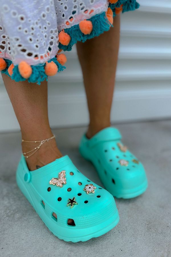 Mint green slippers on sale
