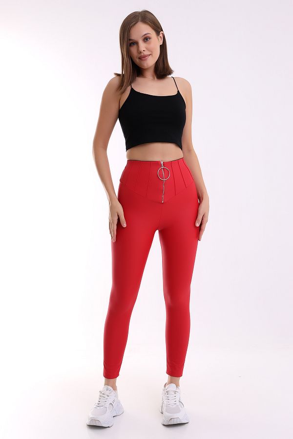 Faux leather leggings red online