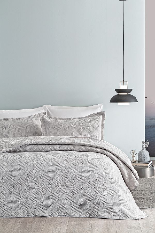 Puffy-Shay Double Bedspread Set - Gray 1