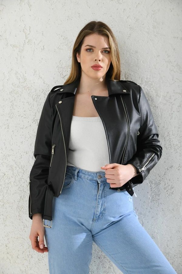 Cropped plus size leather jacket new arrivals