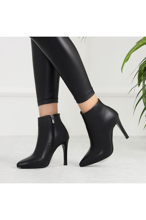 Stella Pendenza Genuine Leather Side Zippered Winter Warm Lining Short Boots Style 9 cm Heeled Boots Women s Shoes Trendyol