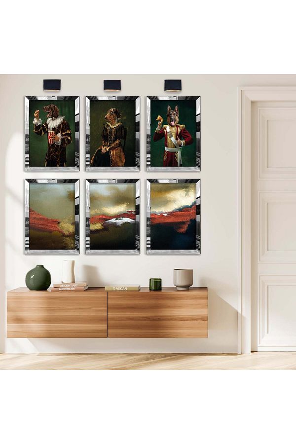 Zevahir Mobilya Dekorasyon-Modern Drawing Abstract Theme 6-Piece Plexi Edge Mdf Table Set 1