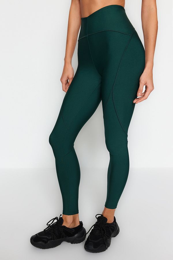 Trendyol Collection-Smaragdgrüne, geraffte, gestrickte Sport-Leggings in voller Länge TWOSS21TA0023 1
