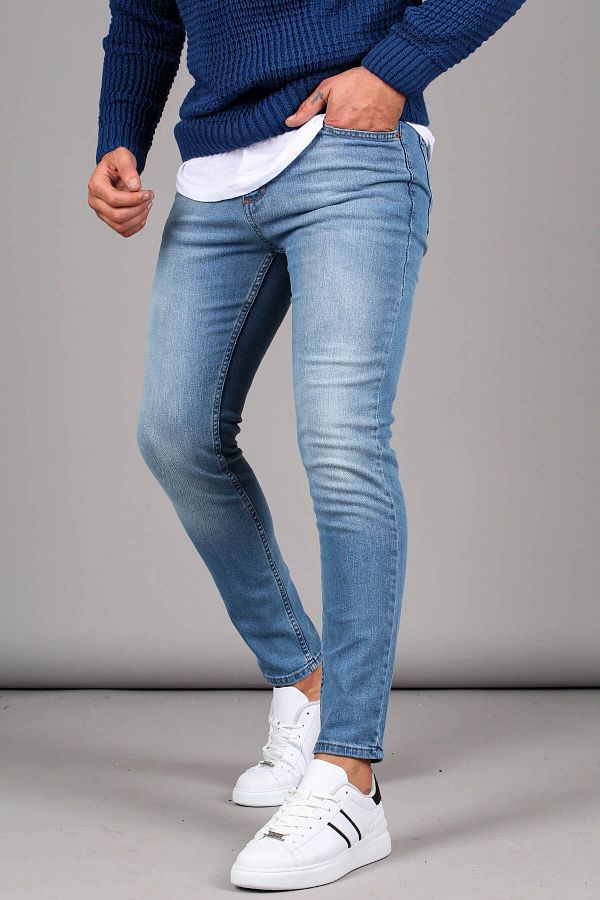 Madmext Blue Stonewashed Slim Fit Men s Jean 6342 Trendyol